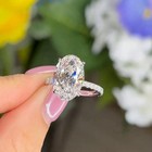 4ct Oval Cut Halo Vvs1 Moissanite Engagement Ring 14k White Gold Plated For Her