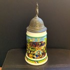 Vintage Bmf Original West Germany Soldier Horse Lid Hinged Beer Stein