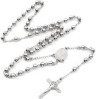 Stainless Steel Rosary Necklace Silver Tone With Virgin Mary Medallion - Us