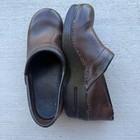 Dansko Brown Leather Nursing Professional Clogs Slip Resistant Comfort Eu 38