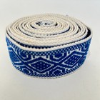 Guatemalan Hand Woven Faja Sash Belt Strap 1 5 X 53 Inch Blue White Folk Art Vtg