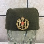 Vintage Antique Military Cap Army Green Crest Emblem Cosplay Rare Unidentified