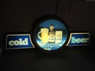 Vtg 1970s Olympia Beer Lighted Barrel Bar  Sign Cold Beer  With Wing Panels