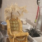 Miniature Vintage-style Baby Carriage Stroller W  Lace Canopy Brown Beige