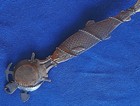 Sterling Antique Figural Alaska Salmon Pan Gold Wash Bowl Fish Head Nugget Spoon