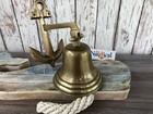 Anchor Ship Bell W bracket   Rope Lanyard Antique Brass Finish Nautical Decor
