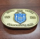 Vinrage Zeta Phi Beta Sorority Crest 1920 Brass Belt Buckle 