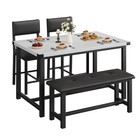 Marble 4-piece Dining Sets Kitchen Table  Upholstered Bench   2 Padded Chairs