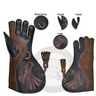 Falconry 2 Pieces Gloves   Cowhide Leather   Nubuck Eagle Glove 35 Cm 2 Layer  