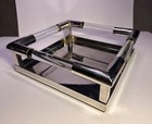 Vtg Modern Polished Chrome   Lucite Bar Tray Table Top Decanter Caddy Mcm