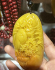 New Chinese Antique Natural Huanglong Jade Carved Landscape Pendant Necklace