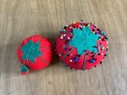 2 Vintage Strawberry Tomato Pin Cushions With Sewing Pins