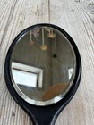A Lovely Victorian Ebonised Wooden Hand Mirror With A Bevelled Edge
