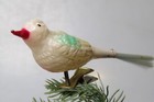 Vintage Blown Milk Glass Song Bird Clip On Christmas Ornament Germany