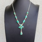 Sterling Silver Turquoise Cluster Lariat Necklace Handmade Southwest