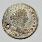 1805 10c Draped Bust Dime 5 Berries Au Details Holed With Luster Nice  x14