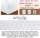 White Quilted Bed Skirt Dust Ruffle Matelasse Tailored 16  Drop  king 