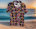 Surf Society Swimwear Flamingo Vented Button Up Short Sleeve Shirt Men s Sz  M