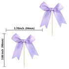 Ephlyn 24pcs Purple Bow Cupcake Toppers Bow Cake Topper Birthday Decorations    