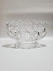 Vintage Decorative Glass Bowl  Etched Floral Design  4 Footed  Candy Dish
