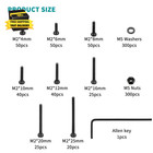900 Pcs M2 Screws Bolts And Nuts Assortment Kit  Small Hex Socket Head Cap Screw