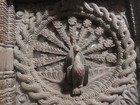 Carved Wood Panel  Peacock Center  Vintage India