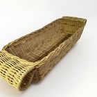 Vintage Scroll Handled Rectangle Wicker Basket Serving Desk Storage Compartment