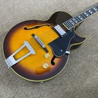 Vintage Sunburst Archtop Jazz Electric Guitar Floating Pickup Chrome Hardware