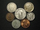 Old Seven-coin Lot  Indian Cent Silver Dime Quarter Wheat Buffalo V Nickel Bu