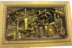 3 Antique Gold   Red Chinese Hand-carved Wood Wall Decoration With Gold Frame 