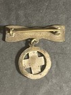 Vintage Ww1 Prussian German Red Cross Bronze   Enamel Pin 