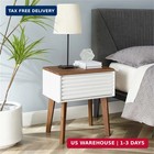 Render Mid-century Modern End Table Or Nightstand In Walnut White  15 X 1