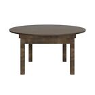 60  Round Solid Pine Folding Farm Dining Table In Antique Rustic Mahogany