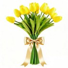 Artificial Tulips Bridal Wedding Bouquet Real Touch Pu Yellow Flower 20 Pk