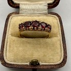 Vintage 9k Solid Yellow Gold Five-stone Garnet Ring  Size 7 75