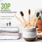 30pc Bamboo Toothbrushes Bpa Free Soft Bristles Eco-friendly Natural Wooden Bulk