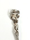 Pair Of Antique Cherub With Bow Motif Sterling Silver Salt Dip Spoons