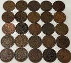  25 Coins  Indian Head Cent Lot  1859-1909  Average Circ  Us Early Copper Coins