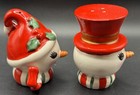 Vintage Lefton Christmas Salt   Pepper Shakers Mr  And Mrs  Snowman Heads