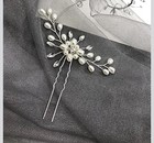3-  Pearl Crystal Bridal Hair Pins Rhinestone Flower Hair Piece Clips