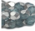 4mm Czech Glass Fp Faceted Round Slate Blue Silver Finish