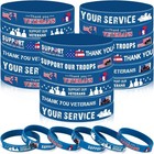 42pcs Veterans Silicone Wristband Bulk  American Flag Inspirational Rubber Br   