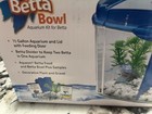Aqueon Betta Bowl Aquarium Fish Tank Kit Blue Half Gallon Removable 2 Partition