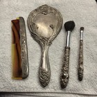 Vintage Victorian Vanity Set Silver Plated Mirror Comb Brush Set
