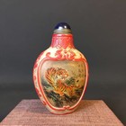 Chinese Peking Overlay Glass Carved Inside Painting Tiger Snuff Bottle 3825