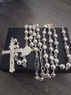 Rosario De Plata 925 Mx   Catholic Sterling Silver Rosary  30   5mm 