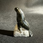 Vintage Signed R powers Carved Soapstone Seal Figurine 2 1 8    Inuit Artist