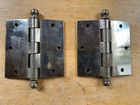 Pair Old Aged Chrome 3 1 2  X 3 1 2  Ball Top Mckinney Door Hinges  Free S h