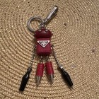 Prada Robot Bag Charm Keychain Red Saffiano Leather Used Excellent  best Offer 