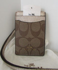 Coach Signature Id Lanyard Khaki Platinum Card Holder Nwt